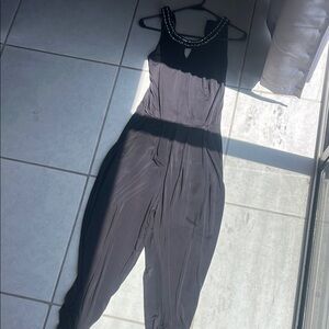 Elegant Black Jumpsuit with Beaded Neckline